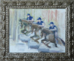 Robert Jan Doornekamp, olieverf, Paardenrace, inlijsten